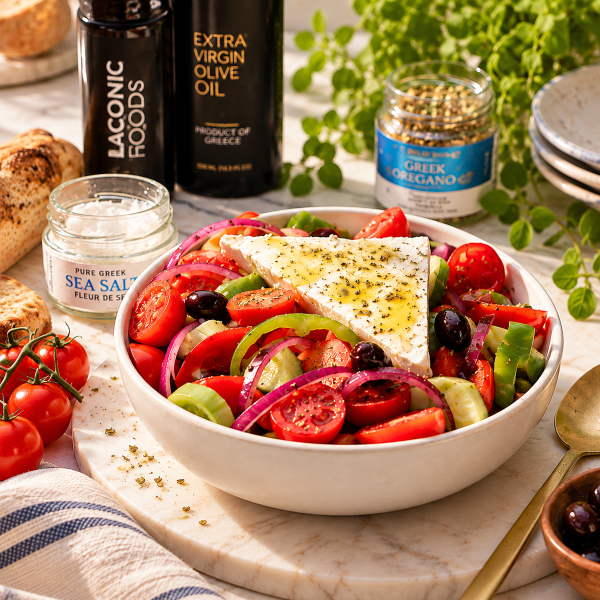 Traditional Greek Village Salad (Horiatiki).