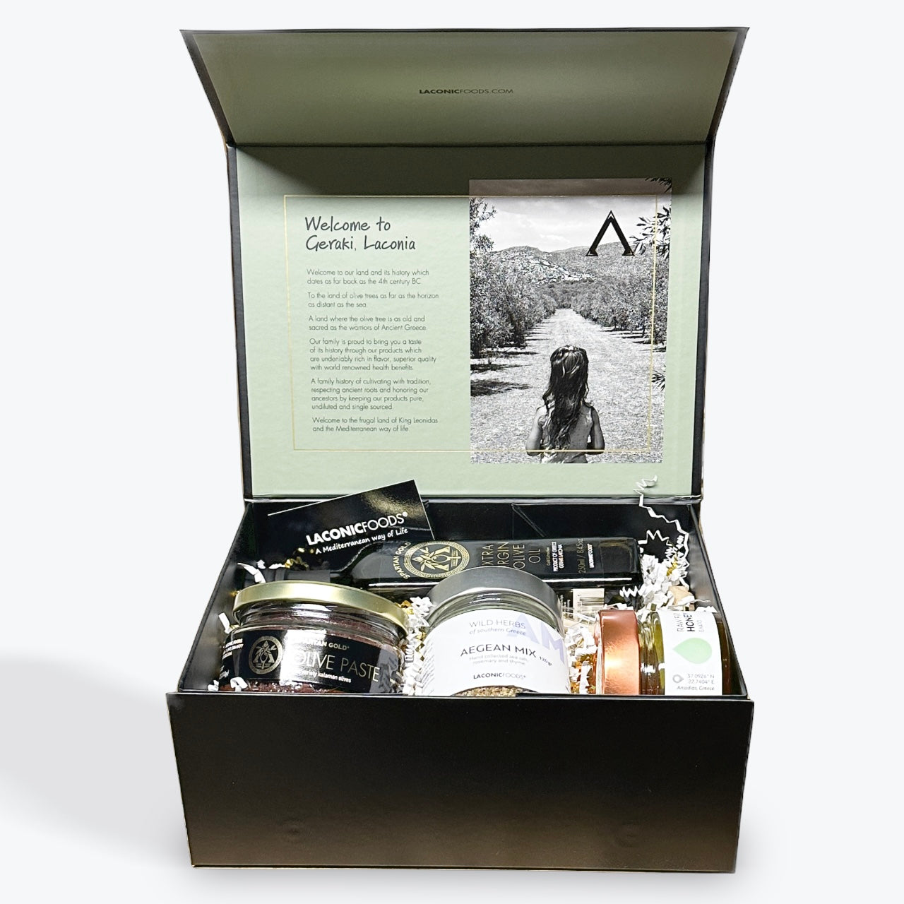 EVOO, Olive Paste, Raw Greek Honey & Aegean Mix | Gift Set