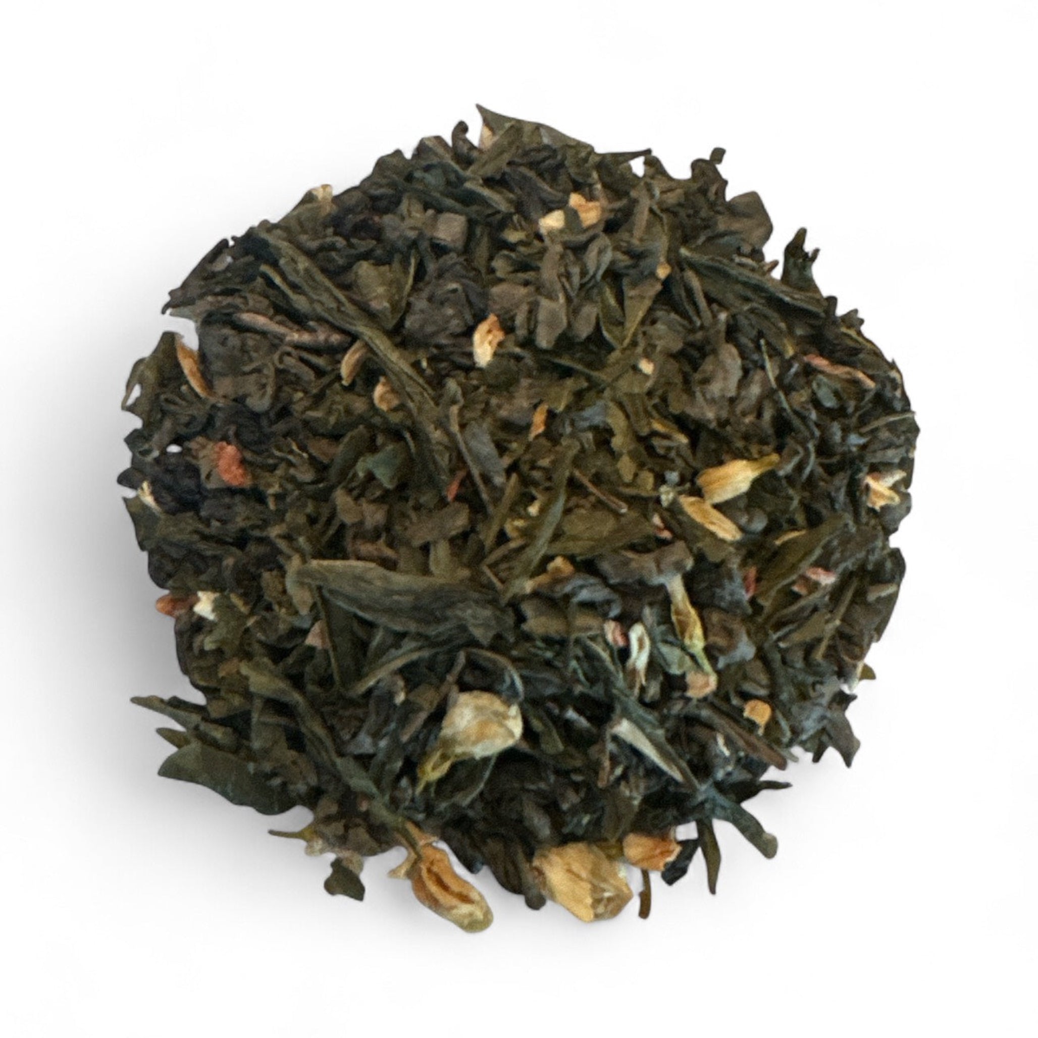 Loose leaf blend of Asterie Jasmine Green Tea – Bancha green tea with jasmine petals