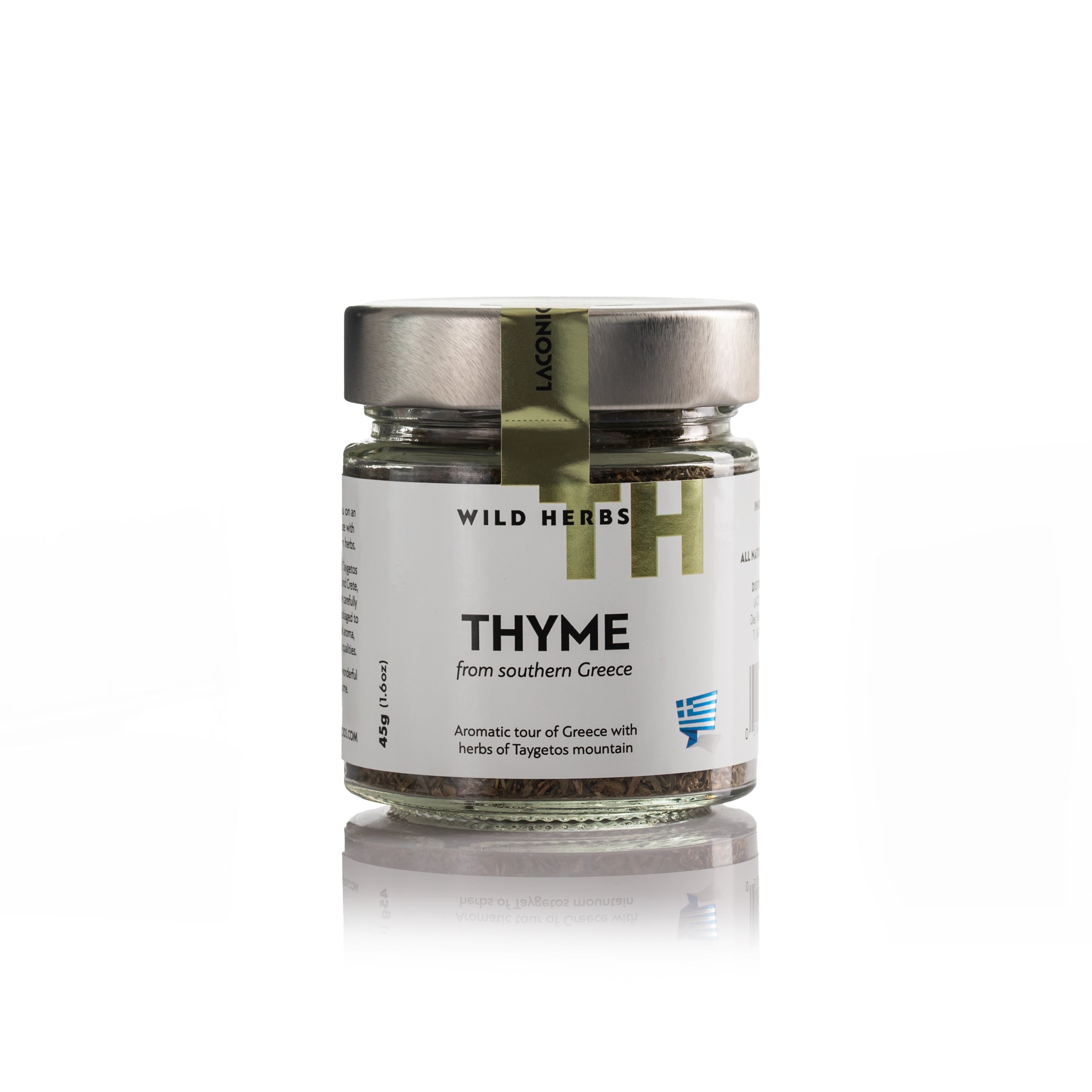 Wild Greek thyme in glass jar from southern Greece by Laconic Foods