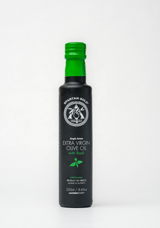 Platinum Award Winner 2024 - Spartan Gold with BASIL Premium Extra Virgin Olive Oil (EVOO) | Single Estate | 250ml