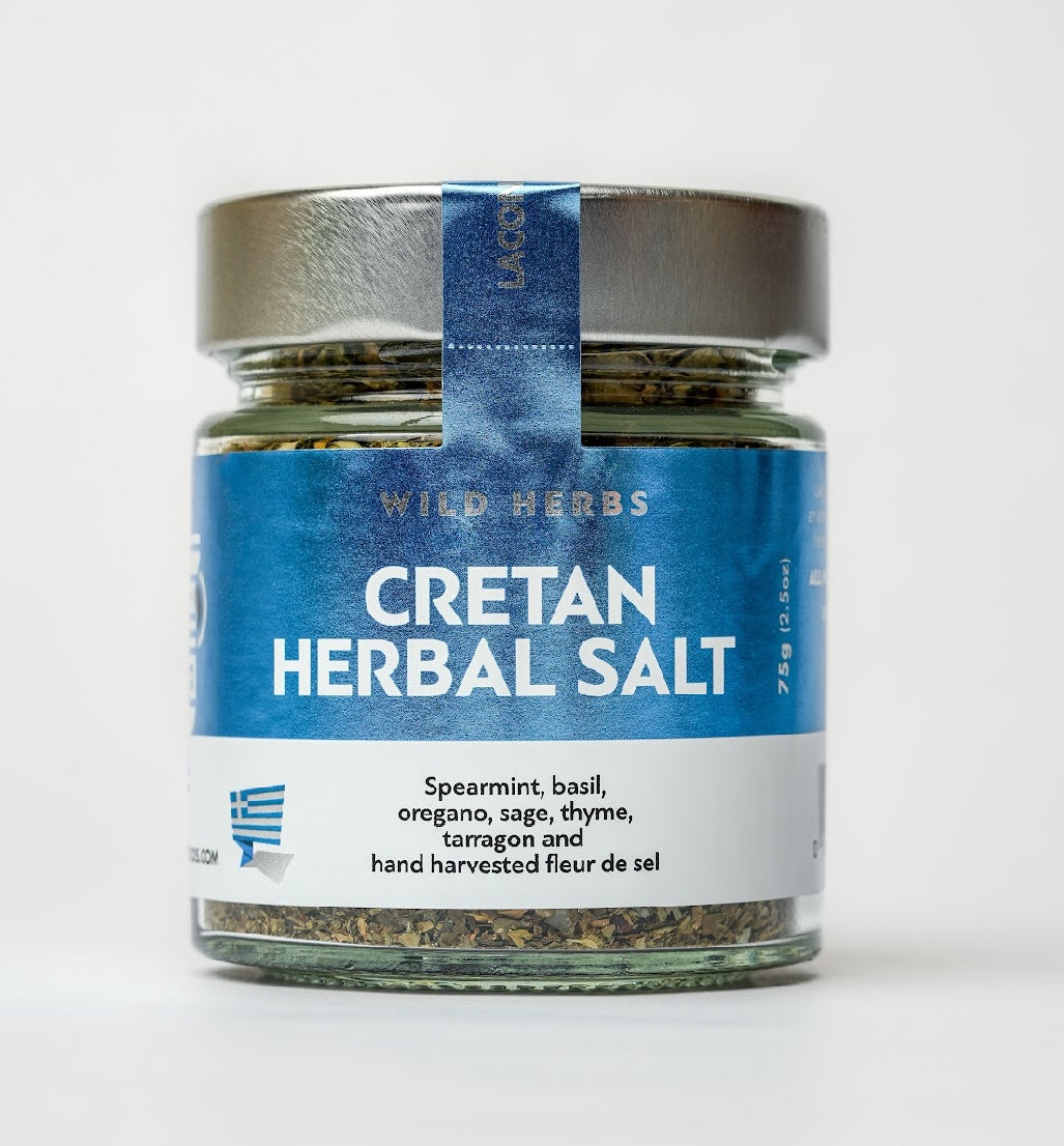 Laconic Foods Cretan Herbal Salt with Wild Greek Herbs and Fleur de Sel in 75g glass jar