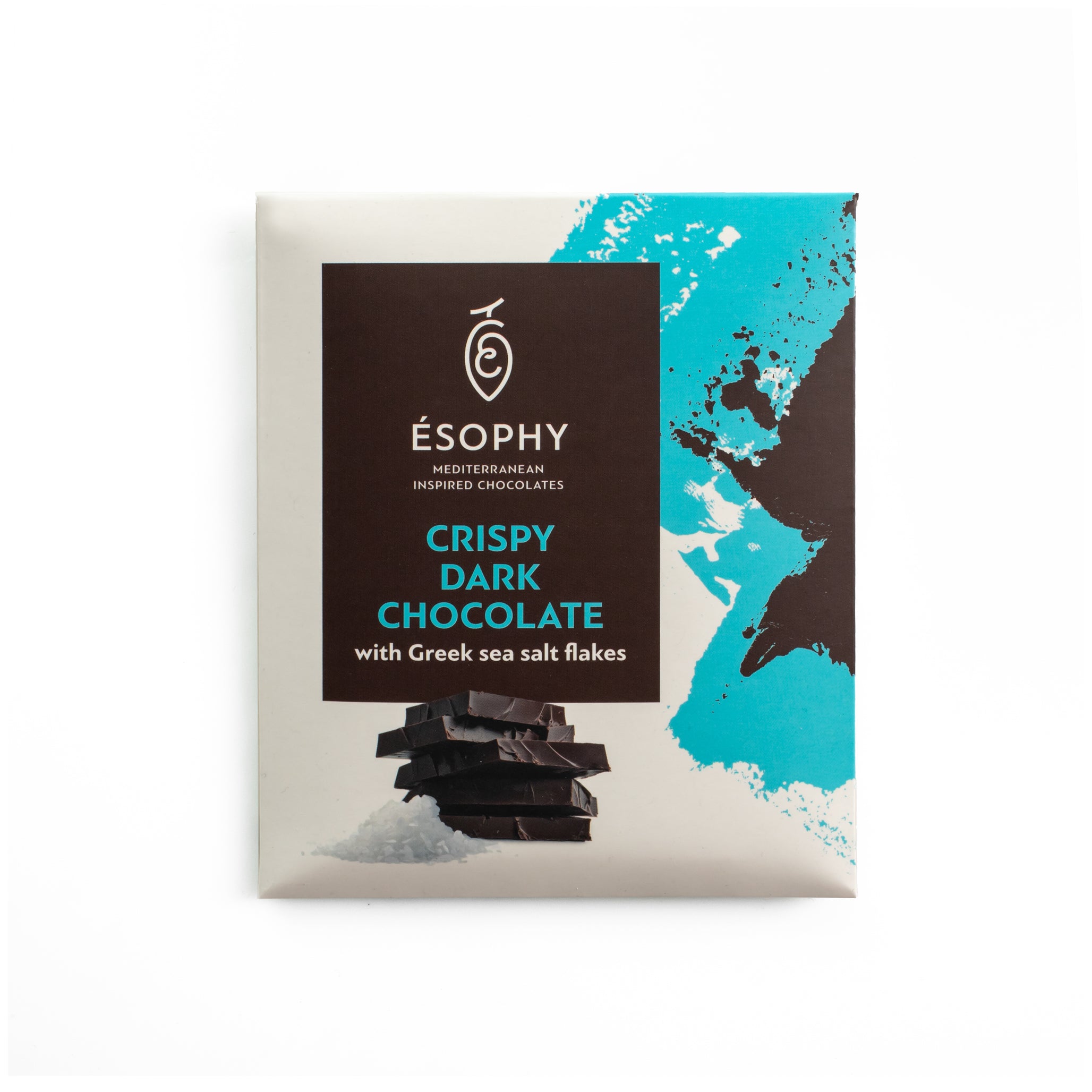 ÉSOPHY crispy dark chocolate bar with Greek sea salt flakes handmade in Greece