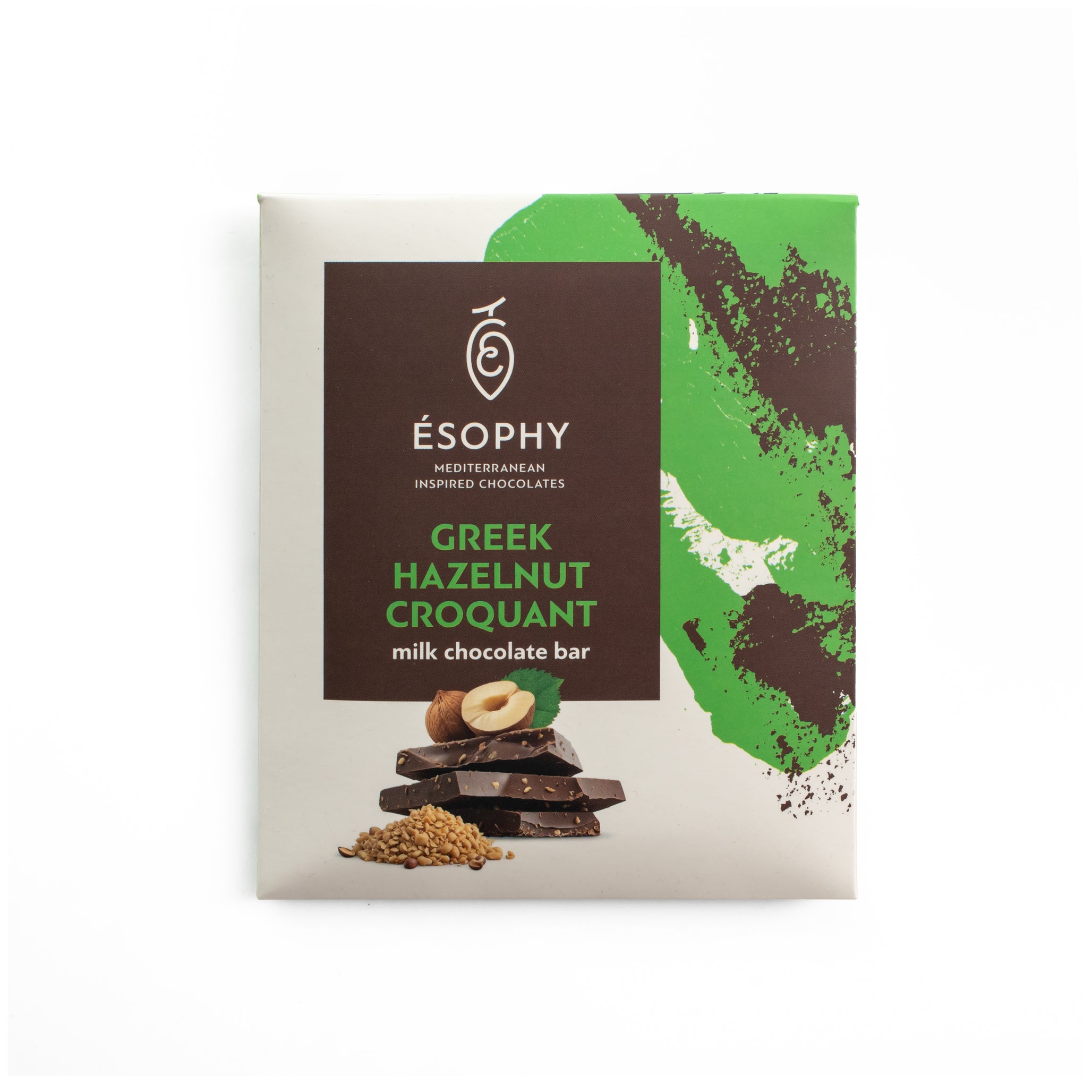 ÉSOPHY Greek Hazelnut Croquant milk chocolate bar handmade in Greece