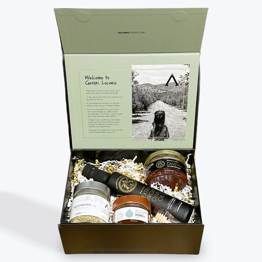 EVOO, Olive Paste, Raw Greek Honey & Aegean Mix | Premium Gift Set