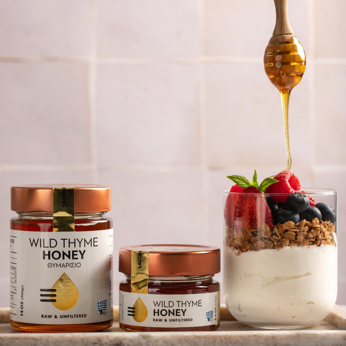 Laconic Wild Thyme Honey – Drizzled on Greek Yogurt with Berries and Granola