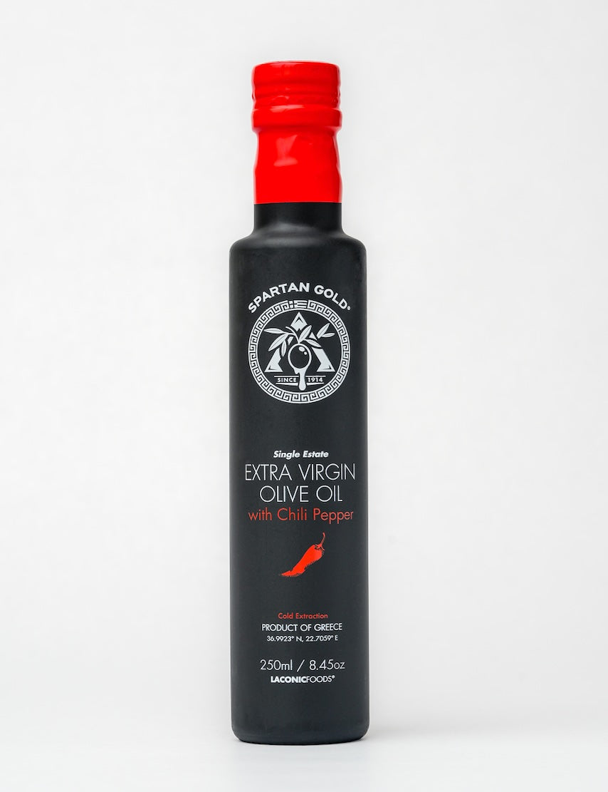 Laconic Foods Chili Pepper Infused Extra Virgin Olive Oil – 250ml Single Estate EVOO with a Bold, Spicy Kick