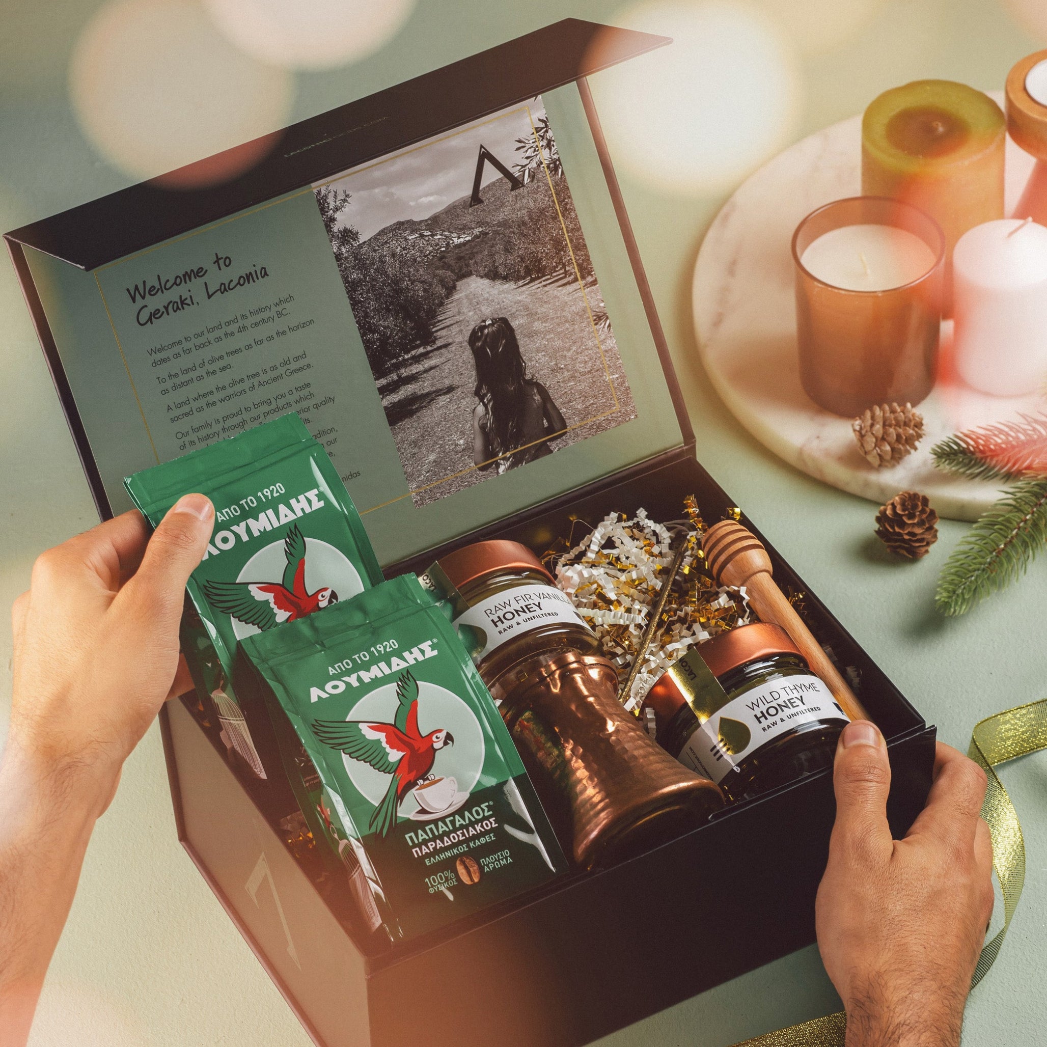 Greek Coffee & Raw Honey Gift Set | Premium 2-Pack