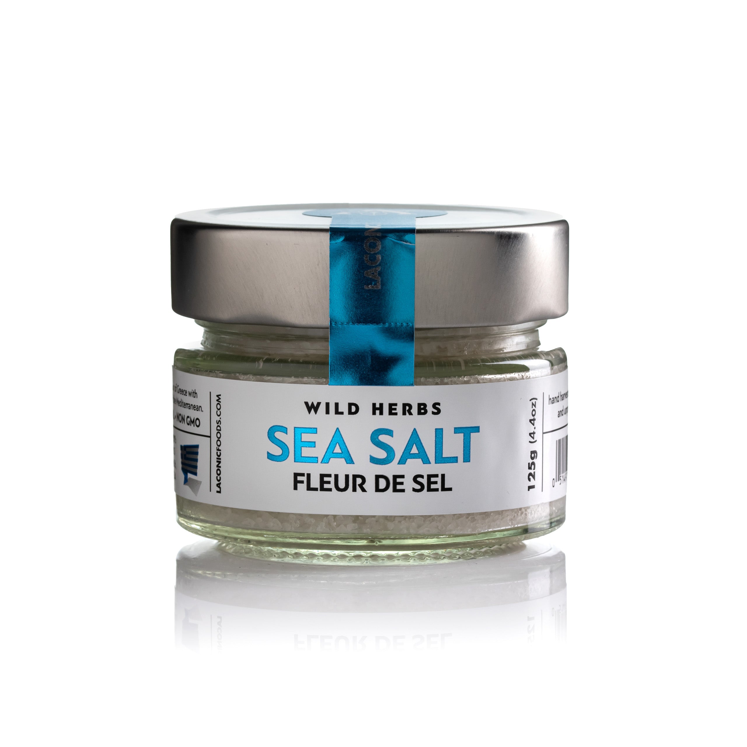 Laconic Foods Greek Fleur de Sel Sea Salt 125g jar – hand harvested, unrefined, natural gourmet salt