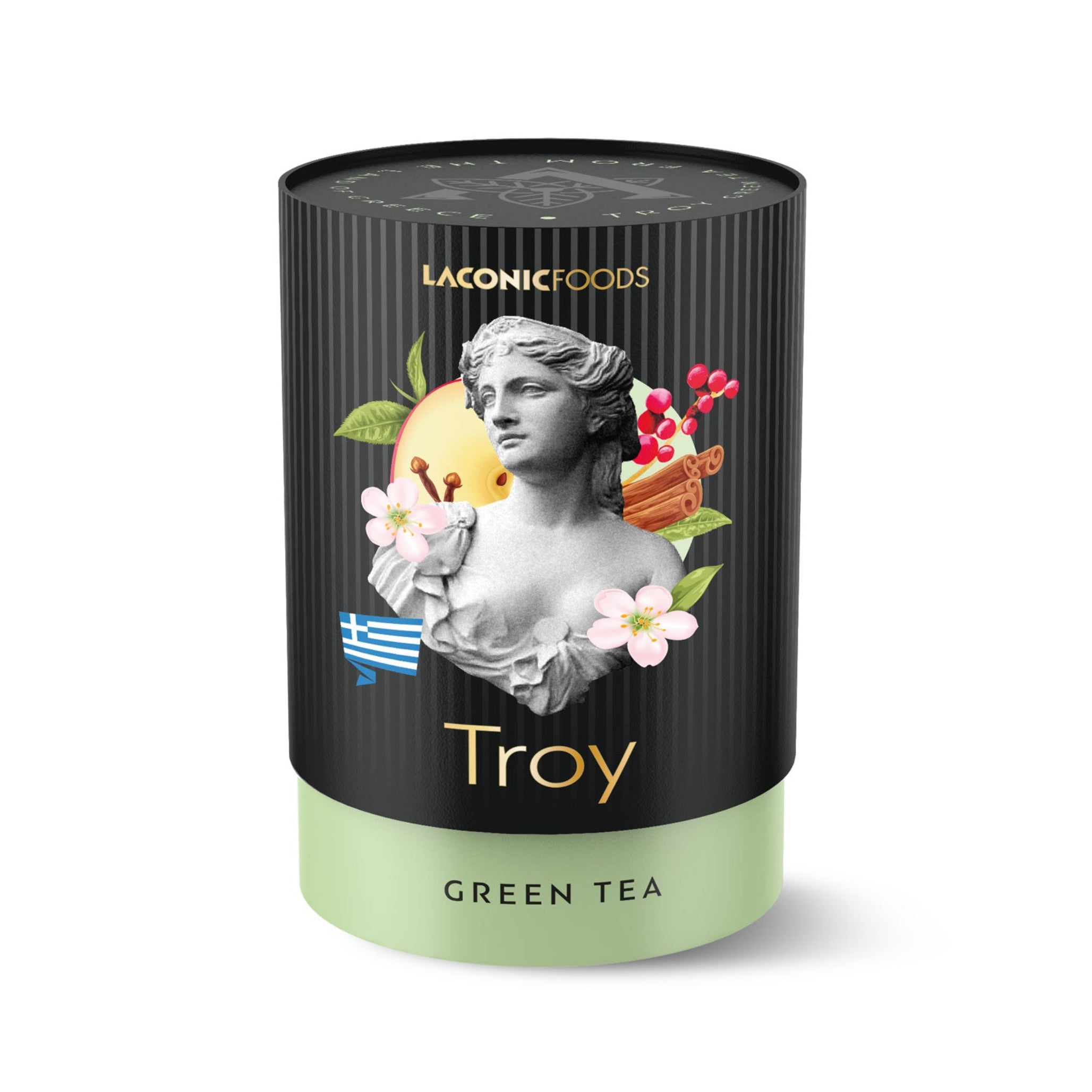 Troy Green Tea – Premium Greek Loose Leaf Blend by Laconic Foods (75g canister)
