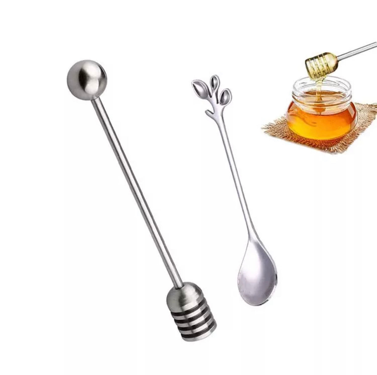 Honey Dipping Stick and Salt Spoon Set Stainless Steel Laconic Foods